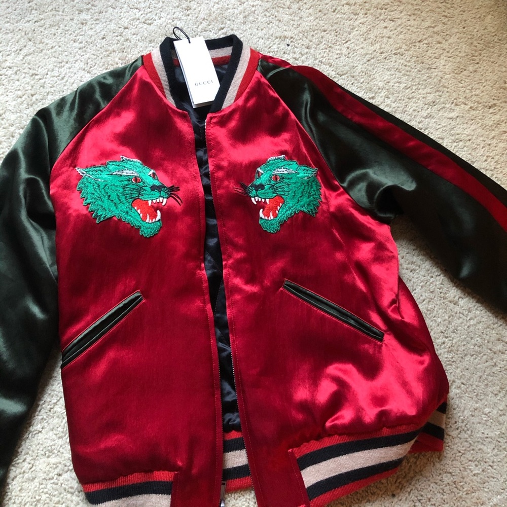 (LIMITED EDITION ) REVERSIBLE SATIN GUCCI JACKET - Picture 2 of 6